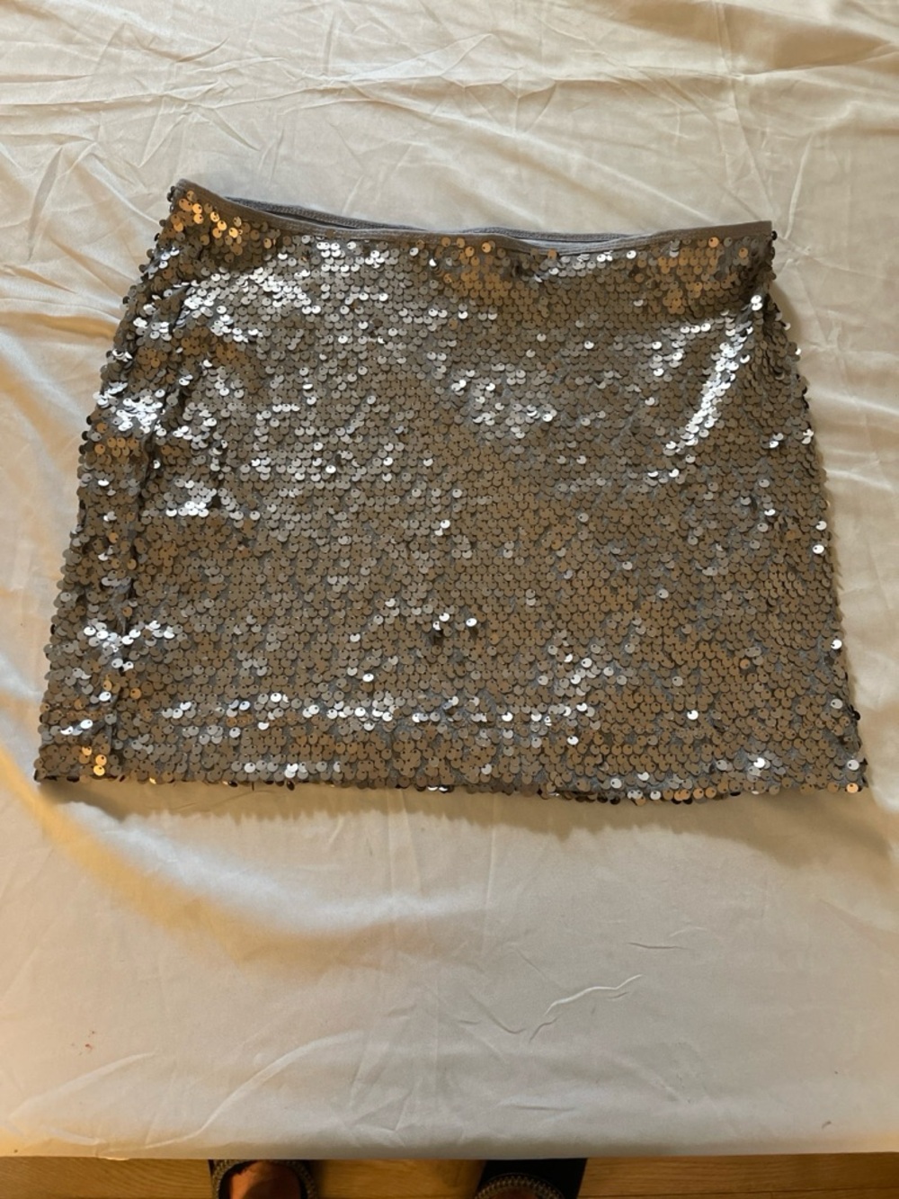Gold Sequin Mini Skirt Women’s Party Club Holiday Sparkle Stretch Waist Sz SP - Picture 5 of 10